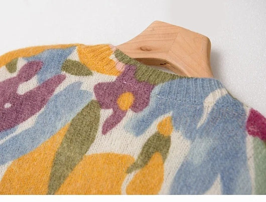 Suéter Tejido Estampado en Contraste de Colores - Diseño Artístico Femenino - Image 14
