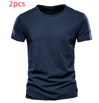 Camiseta Básica de Algodón Puro Cuello Redondo Diseño Minimalista - Image 9
