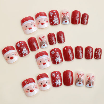 Uñas Navideñas Desmontables con Reno y Copos de Nieve - Image 10
