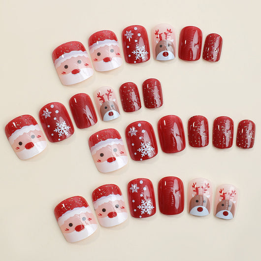 Uñas Navideñas Desmontables con Reno y Copos de Nieve - Image 10