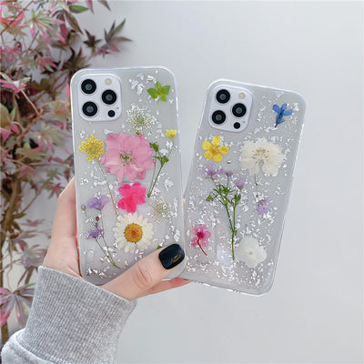 Flores Secas con Lámina de Plata para Fundas Móvil - Diseño Transparente en Resina Epoxi - Image 9