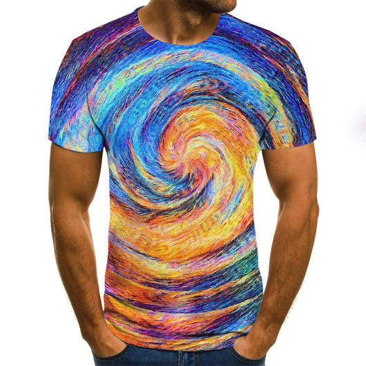 Playera Casual con Estampado 3D Remolino Digital Cuello Redondo - Image 5