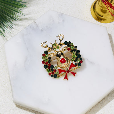 Broche Navideño Reno con Moño y Cristales Brillantes - Image 15