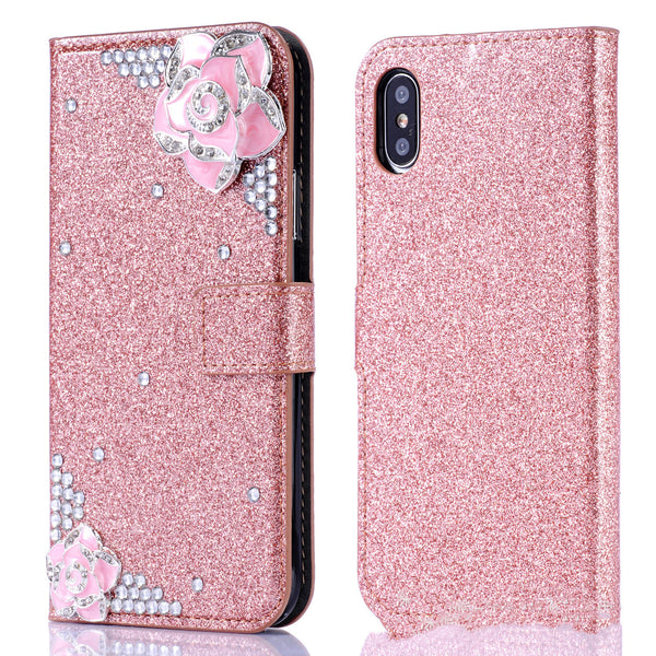 Funda iPhone con Cristales Camelia y Brillo Diamante