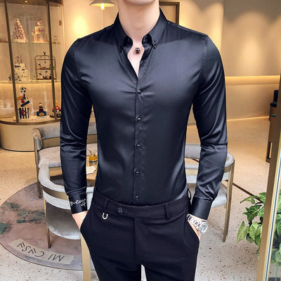 Camisa Casual Británica de Manga Larga para Hombre - Image 4