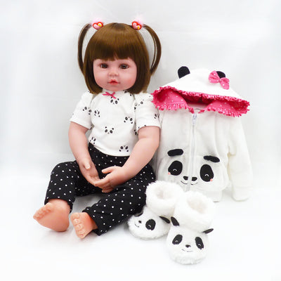 Muñeca Bebé Panda Reborn de Vinilo Suave con Ropa - Juguete Infantil - Image 4