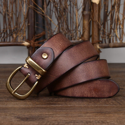 Cinturón de Cuero Vintage con Hebilla de Pasador - Piel Curtida Envejecida - Image 12