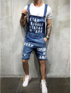 Pantalón Jumpsuit Roto para Hombre con Tirantes
