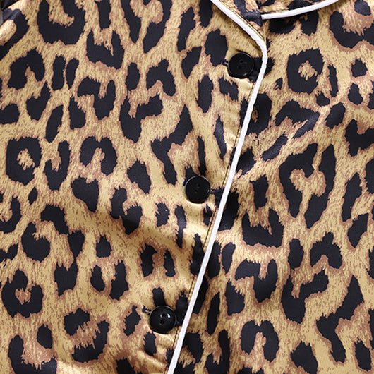 Pijama Infantil Estampado Leopardo en Seda de Hielo - Manga Corta - Image 4