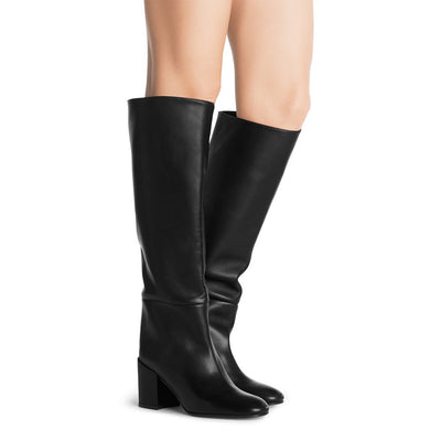 Botas Hasta la Rodilla con Tacón Grueso y Punta Redonda