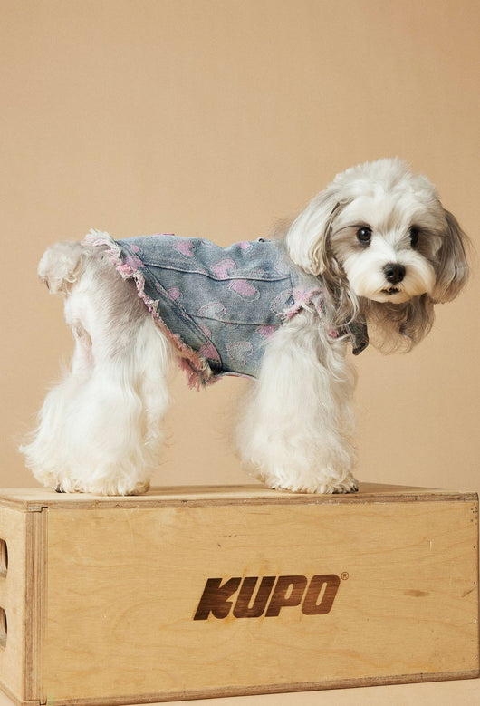Chaleco Denim sin Mangas para Perros - Diseño Desgastado Love - Image 34