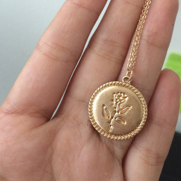 Cadena de Clavícula con Moneda Rosa en Diseño Minimalista