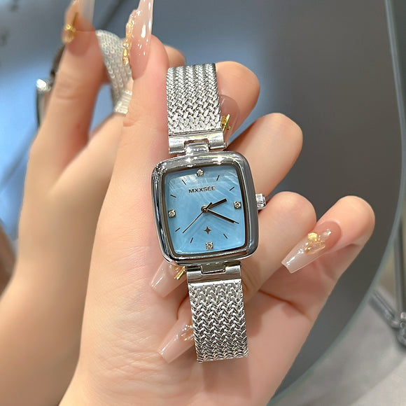 Reloj Cuadrado Retro Vintage para Mujer con Diseño Estrellado