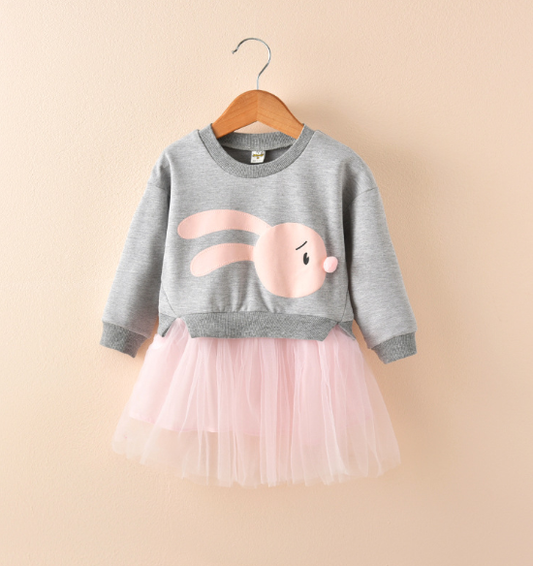 Vestido Princesa Manga Larga para Bebé Niña con Encaje y Diseño Cartoon - Image 2