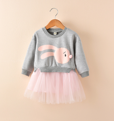 Vestido Princesa Manga Larga para Bebé Niña con Encaje y Diseño Cartoon - Image 2