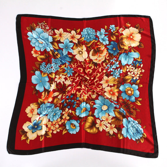 Pañuelo Floral de Seda Artificial 90cm - Primavera y Otoño