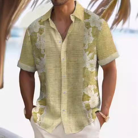 Camisa de Rayas para Hombre - Manga Corta Estilo Playa
