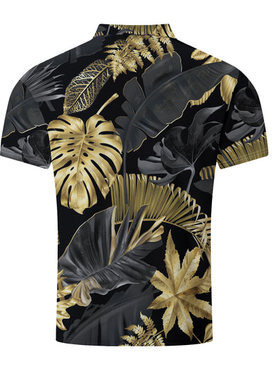 Camisa Casual Hombre Estampado Tropical Dorado Manga Corta - Image 8