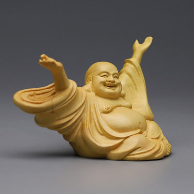 Figura Decorativa Maitreya con Manos Levantadas - Artesanía Boxwood - Image 7