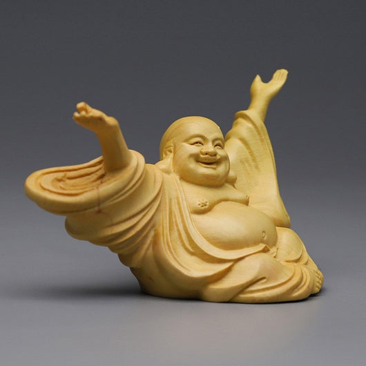 Figura Decorativa Maitreya con Manos Levantadas - Artesanía Boxwood - Image 7