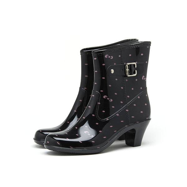 Botas de Lluvia con Hebilla para Mujer - Tubo Medio Antideslizante