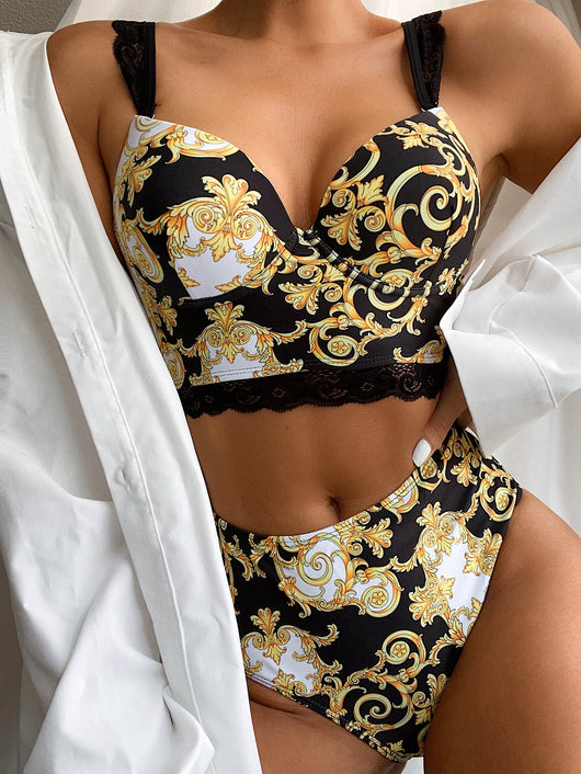 Bikini de Encaje Dividido Europeo y Americano - Image 3