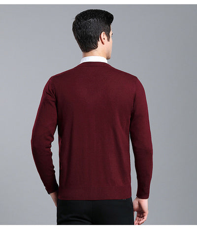 Cardigan de Lana Merino con Cuello V - Suéter Tejido Clásico para Hombre - Image 3