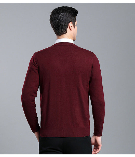 Cardigan de Lana Merino con Cuello V - Suéter Tejido Clásico para Hombre - Image 3