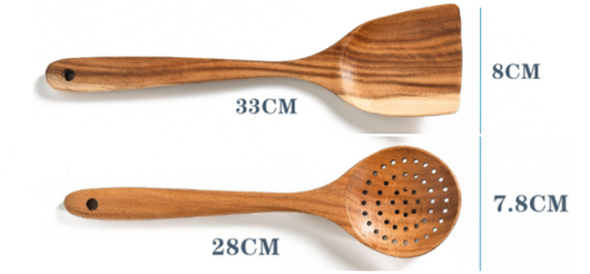 Set de Utensilios de Cocina en Madera de Teca Natural - 7 Piezas - Image 8