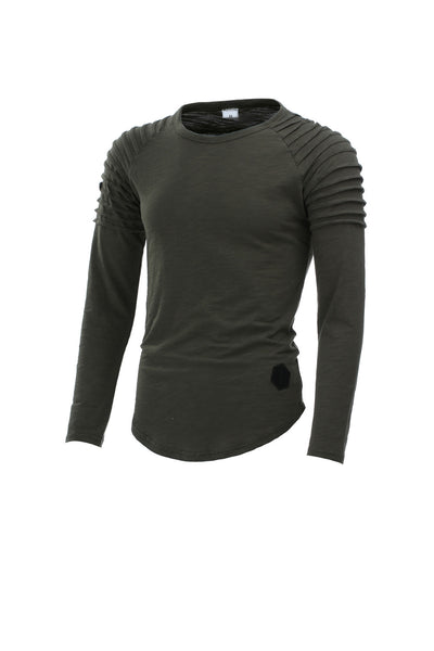 Camiseta Manga Larga Cuello Redondo Color Sólido - Image 7