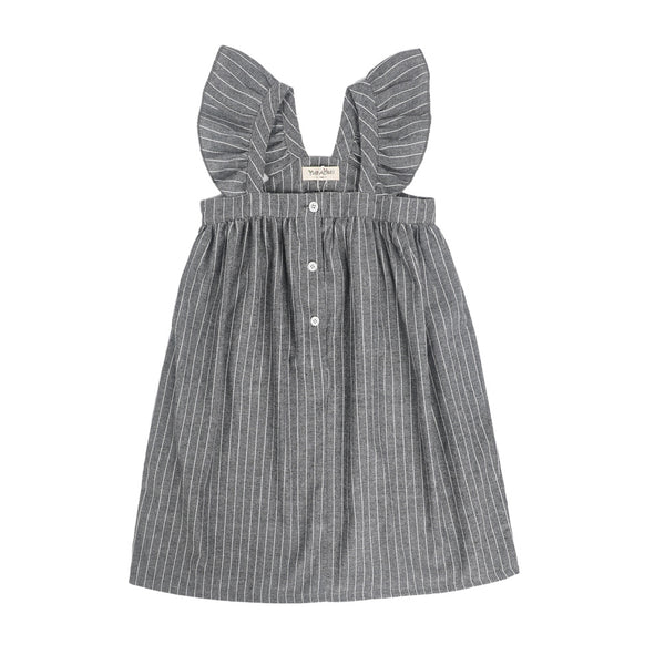Vestido de Playa Niña con Volantes y Mangas Aleteo a Rayas