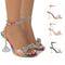 Sandalias de Tacón Stiletto Transparentes con Moño y Cristales para Fiesta