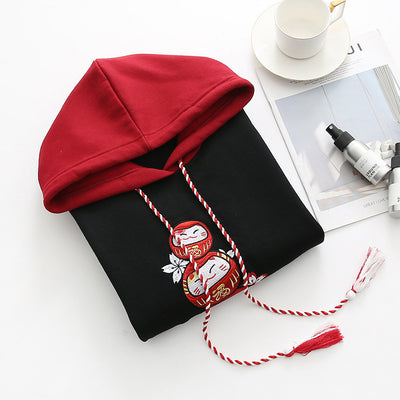 Sudadera con Capucha Gato de la Suerte y Bordado Sakura con Cordones - Image 5