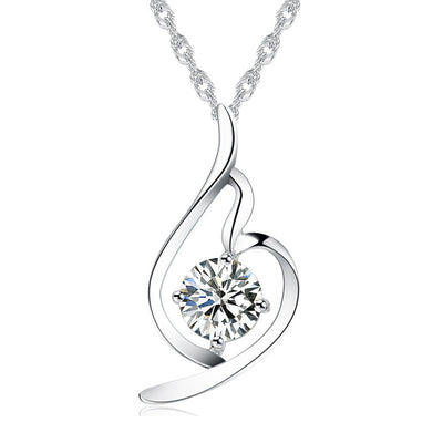 Collar de Plata 925 con Colgante Diamante - Joyería Coreana para Mujer