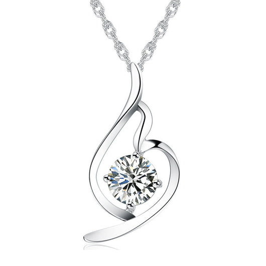 Collar de Plata 925 con Colgante Diamante - Joyería Coreana para Mujer