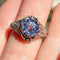 Anillo de Cristal Azul Lujo con Flor para Mujer - Joyería Elegante