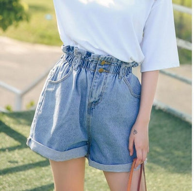 Shorts de Mezclilla Elástica Cintura Alta para Mujer - Estilo Verano Amplio y Cómodo - Image 11