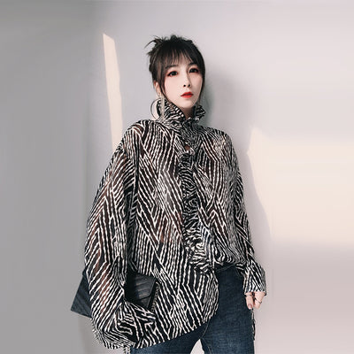 Blusa de Chifón con Cuello Parado y Volantes - Image 5