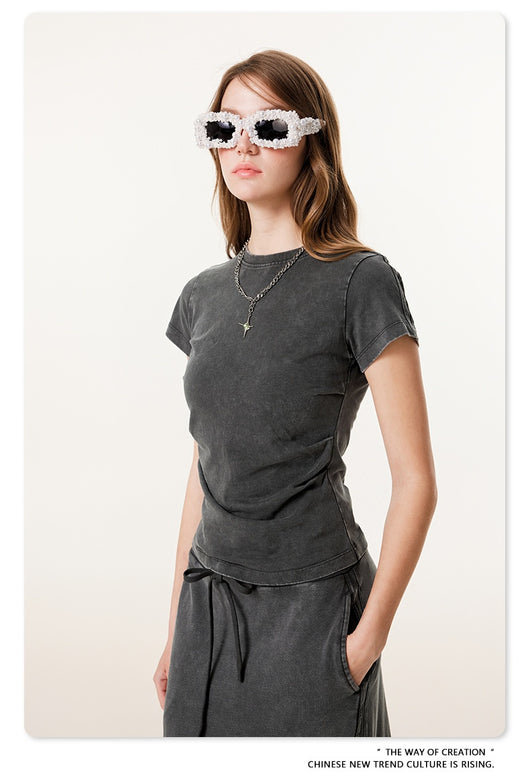 Camiseta Americana de Cintura Fruncida con Efecto Reductor - Image 28