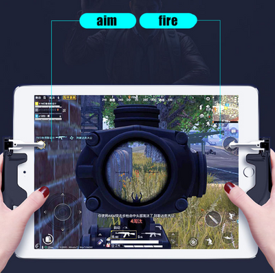 Pair of black and red mobile gaming gamepad triggers with metal buttons for smartphones, designed for enhanced gameplay. - Image 4