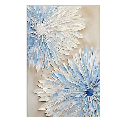 Cuadro Abstracto de Flores Azul y Blanco – Pintura al Óleo Moderna sobre Lienzo - Image 5