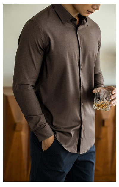 Camisa de Lana Modal Estilo Old Money para Hombre - Image 15