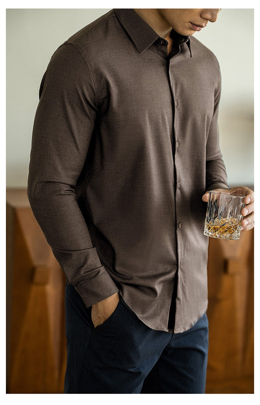 Camisa de Lana Modal Estilo Old Money para Hombre - Image 15