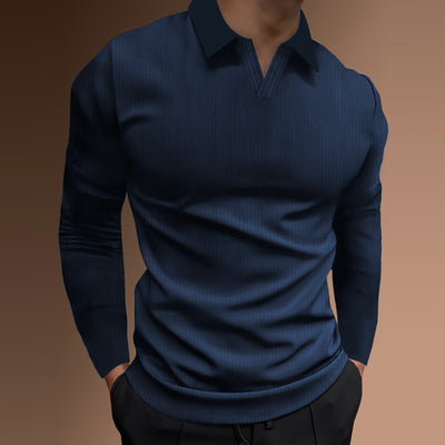 Camisa Casual Ejecutiva de Manga Larga con Solapa - Colores Sólidos para Hombre - Image 19