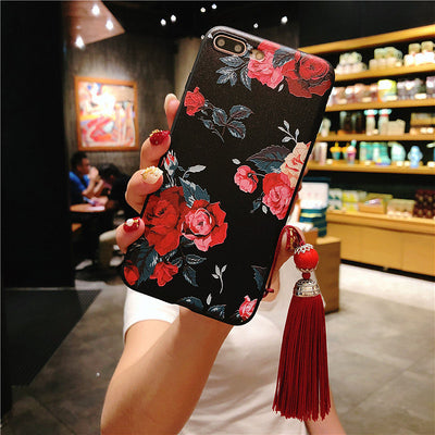 Funda para Celular con Diseño de Rosa Grabada y Flecos Pintados - Image 4