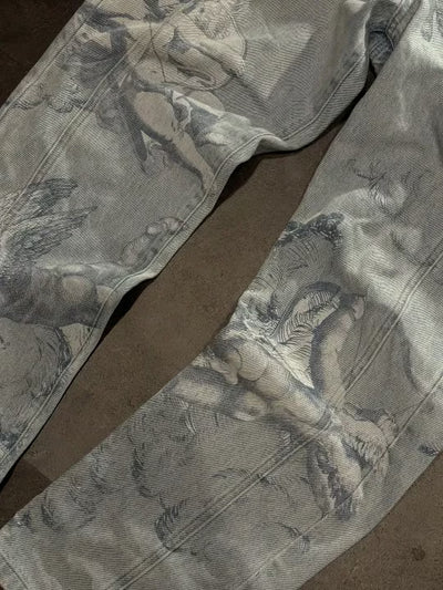 Jeans Casual Desgastados con Efecto Graffiti - Estilo Urbano Versátil - Image 12