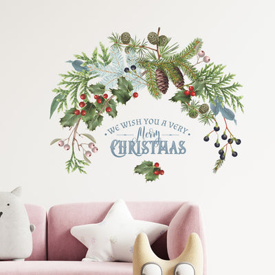 Adhesivo Decorativo Rama de Pino Navideño con Piñas para Ventanas y Paredes - Image 11