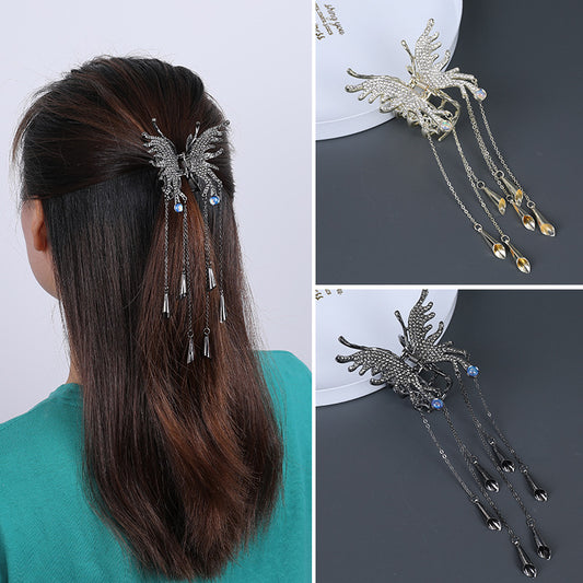Broche Mariposa Brillantes con Borla y Sonajero de Viento