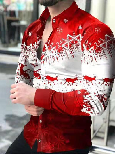 Camisa Manga Larga Estampado 3D Diseño Irregular Ajuste Slim Hombre Moda Urbana - Image 10