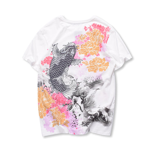Camisa Gris con Bordado de Koi - Image 2
